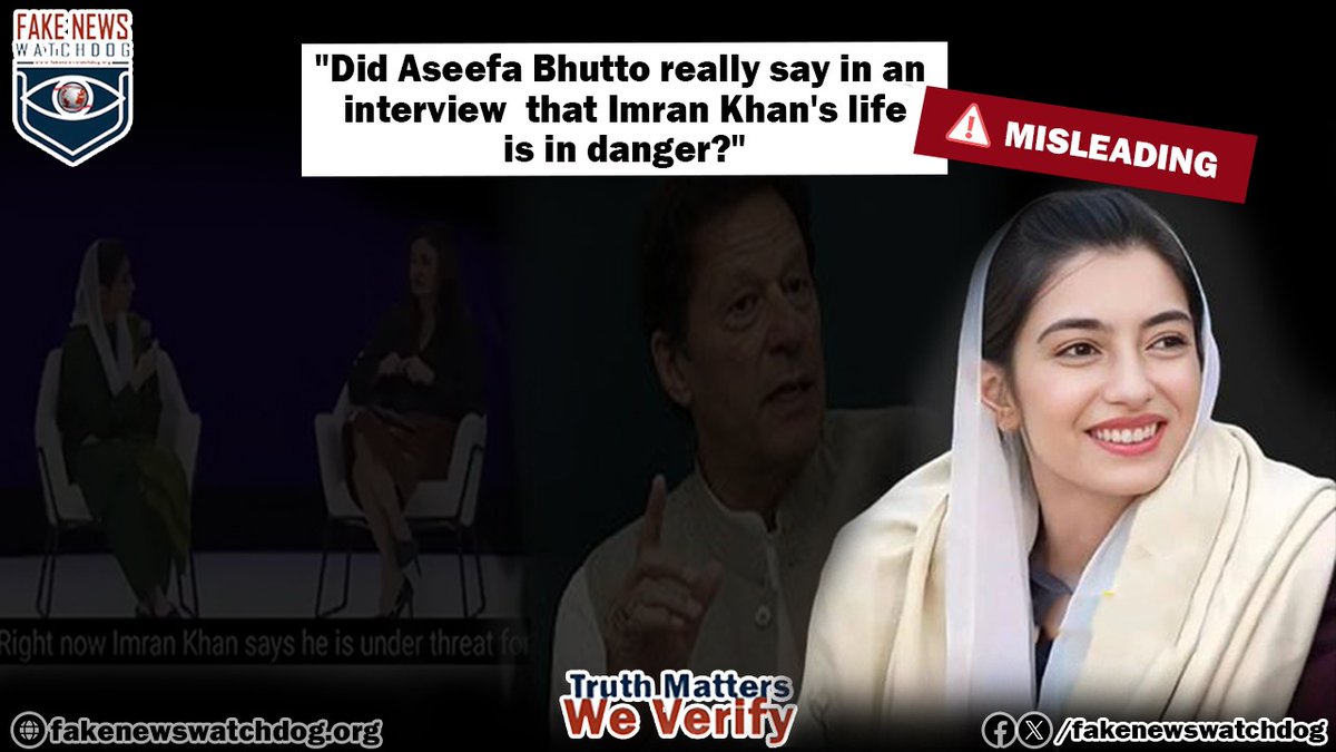 Read more about the article Fake News about Aseefa Zardari’s statement as Imran Khan’s life is in danger